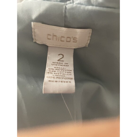 NWT Chicos Size 2 (Large) Open Smocked Shoshanna Beachglass Blazer Travel Chic - Picture 2 of 8